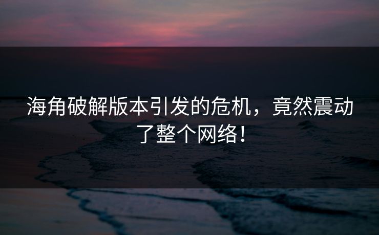 海角破解版本引发的危机，竟然震动了整个网络！