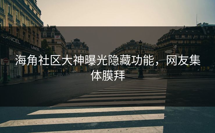 海角社区大神曝光隐藏功能，网友集体膜拜
