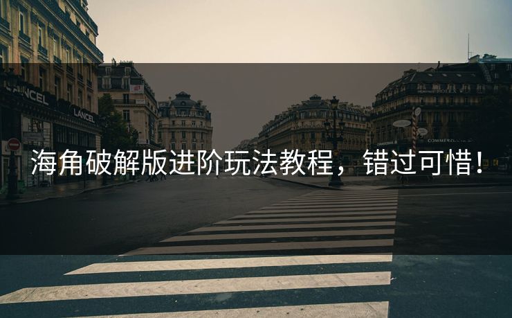 海角破解版进阶玩法教程，错过可惜！