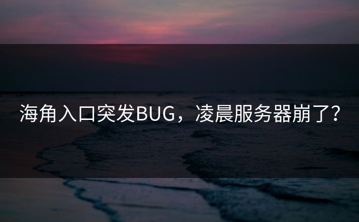 海角入口突发BUG，凌晨服务器崩了？