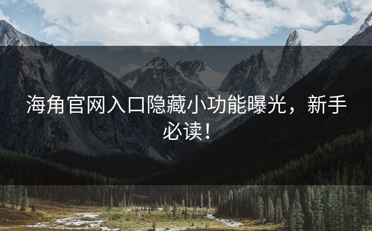 海角官网入口隐藏小功能曝光，新手必读！