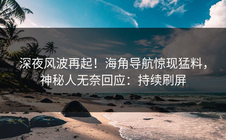 深夜风波再起！海角导航惊现猛料，神秘人无奈回应：持续刷屏
