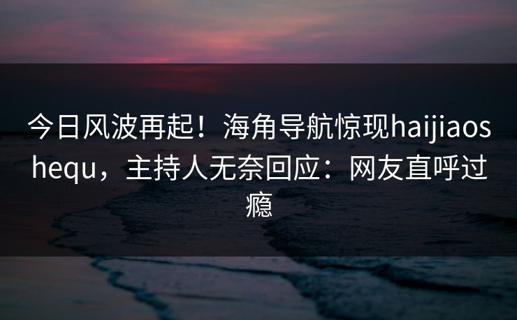 今日风波再起！海角导航惊现haijiaoshequ，主持人无奈回应：网友直呼过瘾