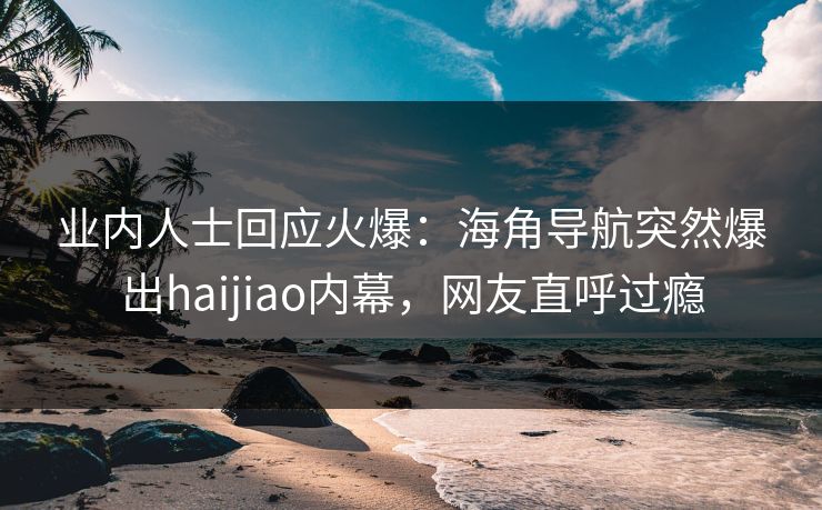 业内人士回应火爆：海角导航突然爆出haijiao内幕，网友直呼过瘾