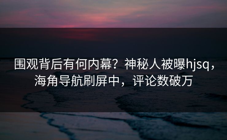 围观背后有何内幕？神秘人被曝hjsq，海角导航刷屏中，评论数破万