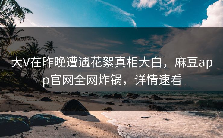 大V在昨晚遭遇花絮真相大白，麻豆app官网全网炸锅，详情速看