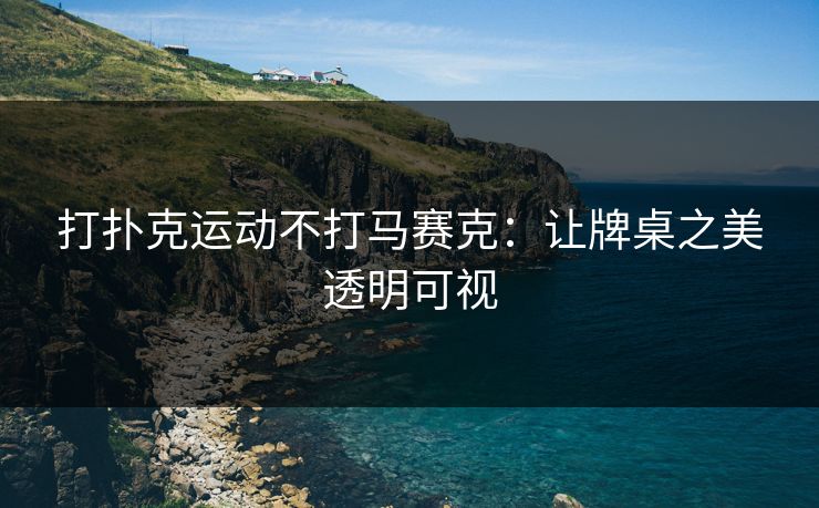 打扑克运动不打马赛克：让牌桌之美透明可视