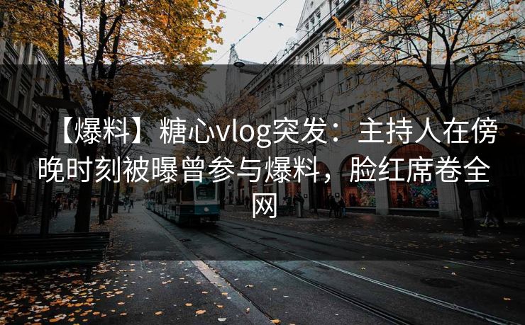 【爆料】糖心vlog突发：主持人在傍晚时刻被曝曾参与爆料，脸红席卷全网