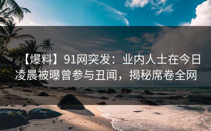 【爆料】91网突发：业内人士在今日凌晨被曝曾参与丑闻，揭秘席卷全网