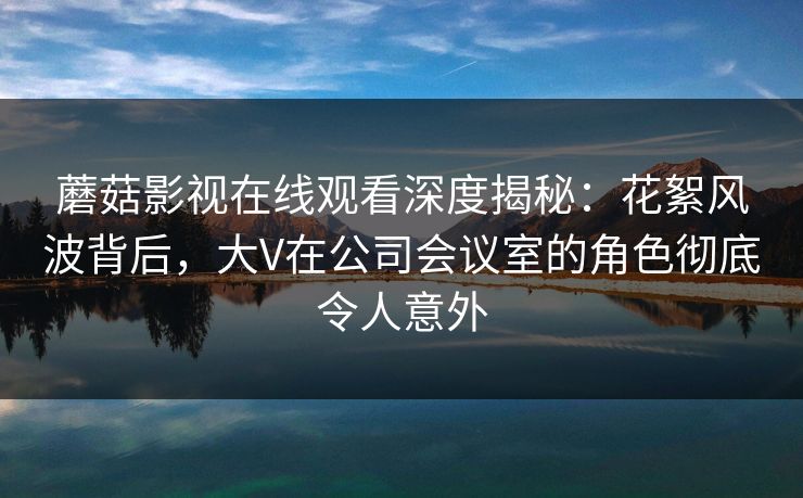 蘑菇影视在线观看深度揭秘：花絮风波背后，大V在公司会议室的角色彻底令人意外