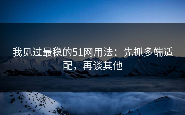 我见过最稳的51网用法：先抓多端适配，再谈其他